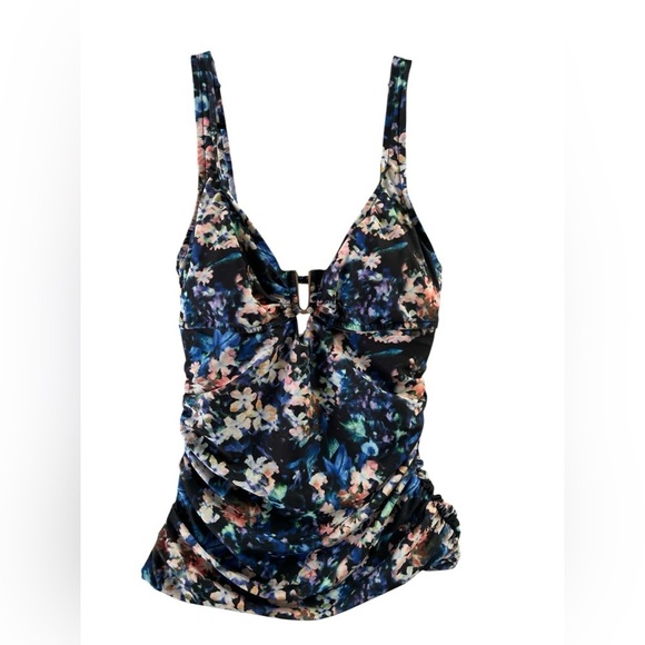 Badgley Mischka purple floral swim top - Picture 2 of 7